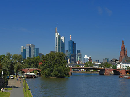 Foto Skyline von Frankfurt mit Ufer